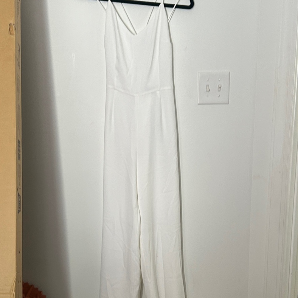 Polo by Ralph Lauren White V-Neck Wide-Leg Jumpsuit